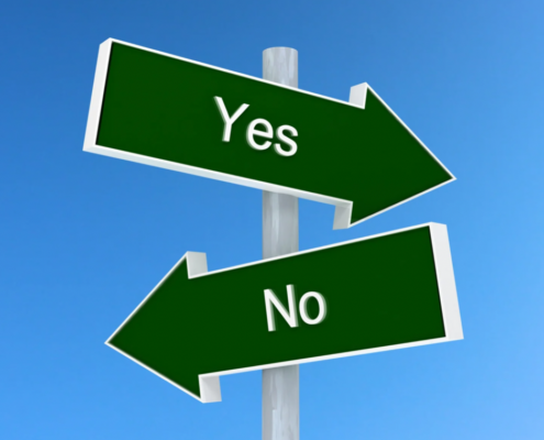 Piler som viser retningen "yes" og "no"